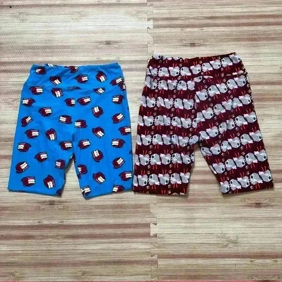 LuLaroe Womens Take Out and Cake Print Leggings Set of 2 One Size - Picture 4 of 10